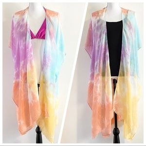 NWT Women’s Colorful Tie Dye Kimono Swimsuit Coverup